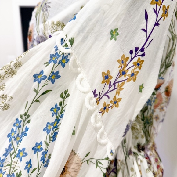 Charo Ruiz Botanic Print Cotton Mini Dress In White L - Picture 8 of 16